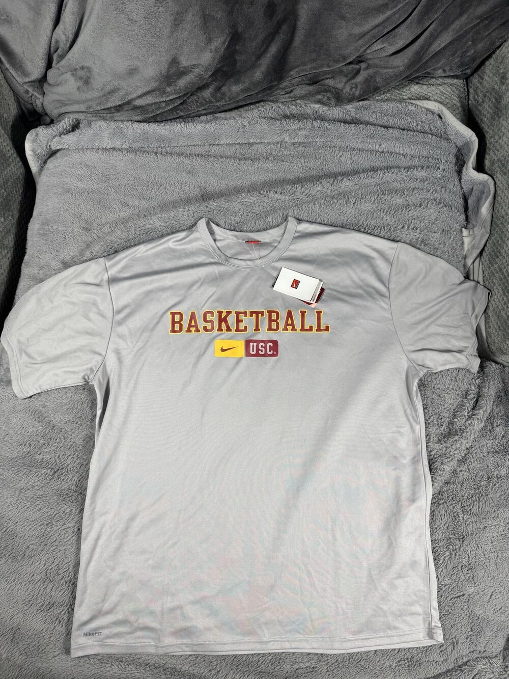 USC Trojans Shirt Mens 2XL Gray NCAA Basketball Nike Fit Dry Graphic Tee